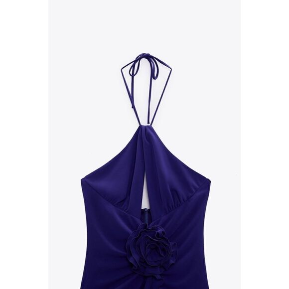 NWT Zara Floral Halter Bodysuit in Bluish, Size XS - Picture 8 of 14